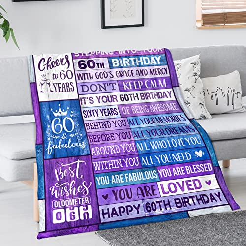 Ciuyxof 60th Birthday Gifts for Women Blanket 60th Birthday Decorations Women Men Throw Blanket Happy 1963 60th Birthday Gift Ideas for her Mom Wife (Sixty, 50 x 60 Inch)