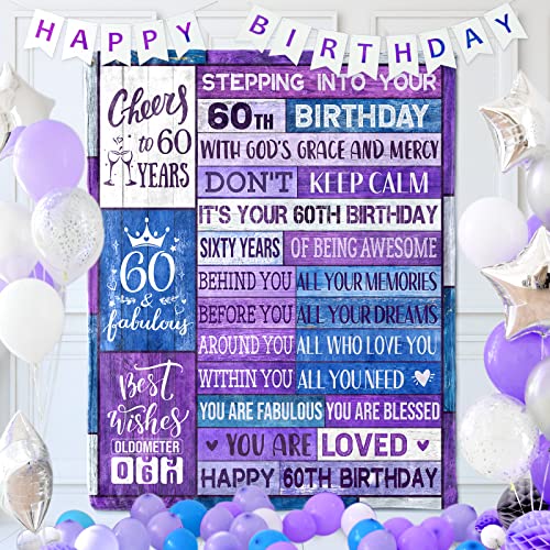 Ciuyxof 60th Birthday Gifts for Women Blanket 60th Birthday Decorations Women Men Throw Blanket Happy 1963 60th Birthday Gift Ideas for her Mom Wife (Sixty, 50 x 60 Inch)