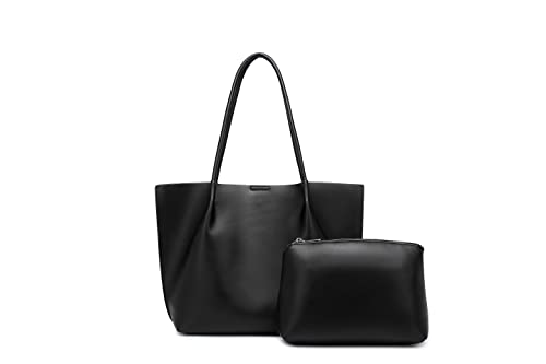 hepcelt Hobo Bags Leather Totes for Women Ladies Purses and Handbags Dupes for Women Handbags Purse and Wallet Set Shopper Purse Satchel Handbag with Top Handles, Black