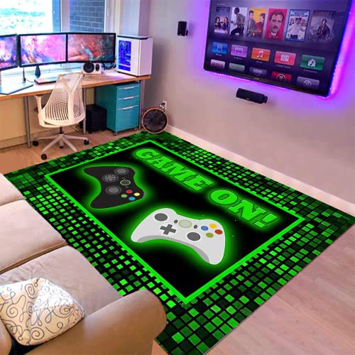 CANARO Large Game Area Rugs 3D Gamer Carpet Decor Game Printed Living Room Mat Bedroom Controller Player Boys Gifts Home Non-Slip Crystal Floor Polyester Mat Teen Boys Carpet 31x20inch