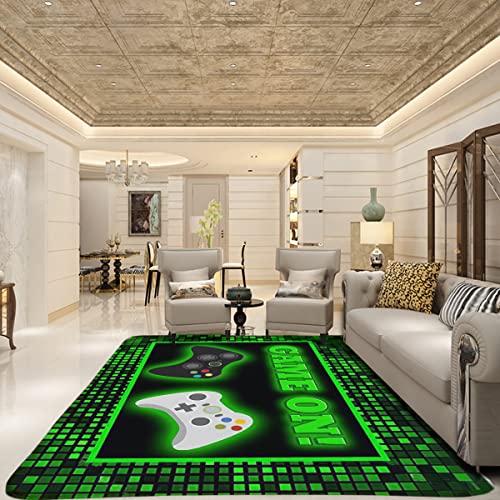 CANARO Large Game Area Rugs 3D Gamer Carpet Decor Game Printed Living Room Mat Bedroom Controller Player Boys Gifts Home Non-Slip Crystal Floor Polyester Mat Teen Boys Carpet 31x20inch