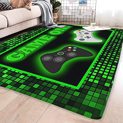 CANARO Large Game Area Rugs 3D Gamer Carpet Decor Game Printed Living Room Mat Bedroom Controller Player Boys Gifts Home Non-Slip Crystal Floor Polyester Mat Teen Boys Carpet 31x20inch