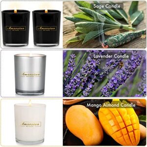 4 Pack Candles for Home Scented,Sage Candles for Cleansing House Long Lasting Burn Natural Soy Wax Candles,Candles Gifts for Women Mother's Day Gifts for Her,Lavender | Mango Almond | Sage Candle