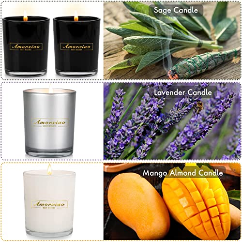 4 Pack Candles for Home Scented,Sage Candles for Cleansing House Long Lasting Burn Natural Soy Wax Candles,Candles Gifts for Women Mother's Day Gifts for Her,Lavender | Mango Almond | Sage Candle