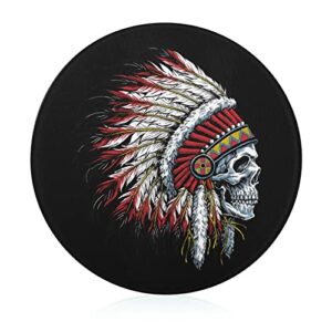 indian skull printed round cutting board glass chopping blocks mats food tray for home kitchen decoration