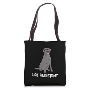 lab assistant nerdy silver labrador retriever tote bag