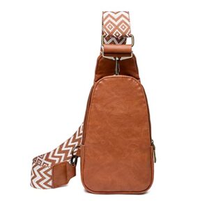 hi-qtool women chest bag sling bag small crossbody daypack guitar strap purse pu leather satchel shoulder bag for travel