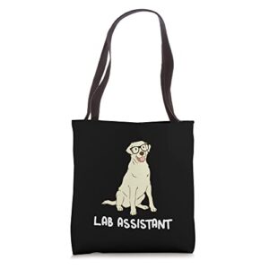 lab assistant nerdy yellow labrador retriever tote bag