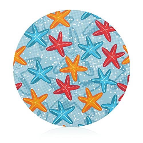 Beautiful Starfish Printed Round Cutting Board Glass Chopping Blocks Mats Food Tray for Home Kitchen Decoration