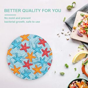 Beautiful Starfish Printed Round Cutting Board Glass Chopping Blocks Mats Food Tray for Home Kitchen Decoration