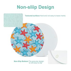 Beautiful Starfish Printed Round Cutting Board Glass Chopping Blocks Mats Food Tray for Home Kitchen Decoration