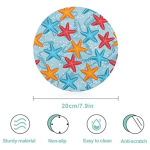 Beautiful Starfish Printed Round Cutting Board Glass Chopping Blocks Mats Food Tray for Home Kitchen Decoration