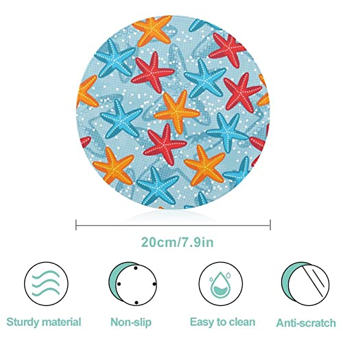 Beautiful Starfish Printed Round Cutting Board Glass Chopping Blocks Mats Food Tray for Home Kitchen Decoration