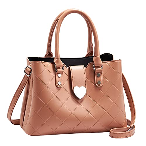 JHVYF Satchel Bag for Women Vegan Leather Crossbody Purse Top-Handle Handbag Trendy Shoulder Bag Ladies Work Tote Apricot