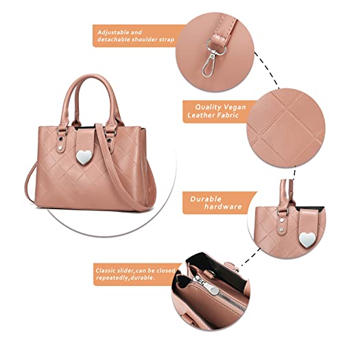 JHVYF Satchel Bag for Women Vegan Leather Crossbody Purse Top-Handle Handbag Trendy Shoulder Bag Ladies Work Tote Apricot