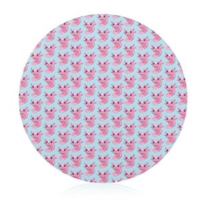 pink axolotl printed round cutting board glass chopping blocks mats food tray for home kitchen decoration