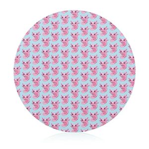 Pink Axolotl Printed Round Cutting Board Glass Chopping Blocks Mats Food Tray for Home Kitchen Decoration