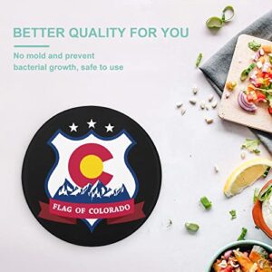 Flag of Colorado Printed Round Cutting Board Glass Chopping Blocks Mats Food Tray for Home Kitchen Decoration