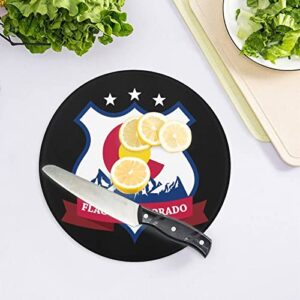 Flag of Colorado Printed Round Cutting Board Glass Chopping Blocks Mats Food Tray for Home Kitchen Decoration