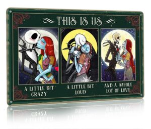 kdly vintage tin sign jack&sally this is us a little bit crazy,loud and whole lot of love poster home wall decoration bar pub bathroom toilet wall decor retro plaque metal sign 8x12inch