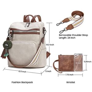 Love Deliver Leather Backpack Purses for Women Fashion Designer Ladies Shoulder Bags Travel Backpack With Wristlets