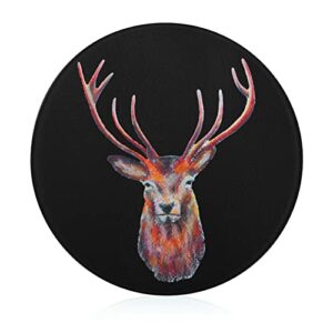 reindeer head printed round cutting board glass chopping blocks mats food tray for home kitchen decoration