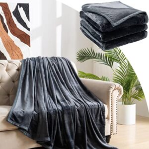 hulawao fleece bed blankets, soft lightweight luxury throw blanket, plush fuzzy super cozy and comfy for couch sofa or bed, all seasons(dark grey, queen)