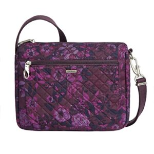 travelon anti-theft classic small east/west crossbody bag, wine rose, one size