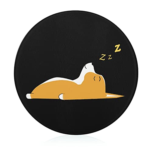 Sleeping Corgi Printed Round Cutting Board Glass Chopping Blocks Mats Food Tray for Home Kitchen Decoration