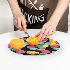 Colorful Macarons Printed Round Cutting Board Glass Chopping Blocks Mats Food Tray for Home Kitchen Decoration