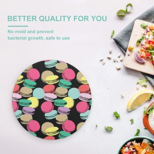 Colorful Macarons Printed Round Cutting Board Glass Chopping Blocks Mats Food Tray for Home Kitchen Decoration