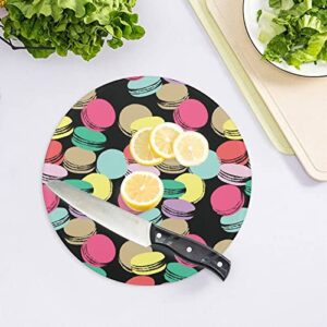 Colorful Macarons Printed Round Cutting Board Glass Chopping Blocks Mats Food Tray for Home Kitchen Decoration