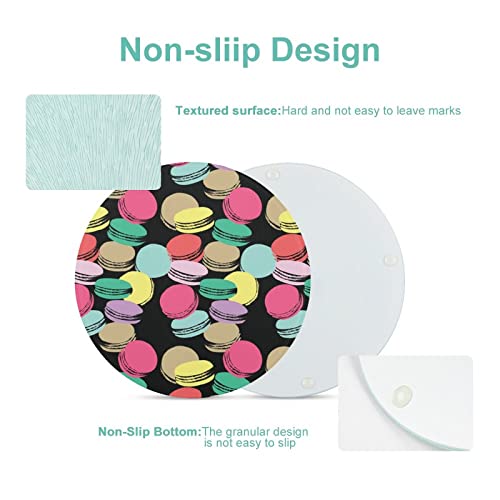 Colorful Macarons Printed Round Cutting Board Glass Chopping Blocks Mats Food Tray for Home Kitchen Decoration