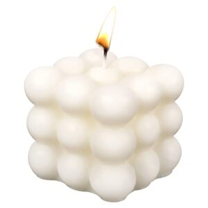 bubble candles – cube soy wax candle, aesthetic decor scented candle, cute white candles for home, holiday, wedding & party,dinner table, halloween,christmas (white)