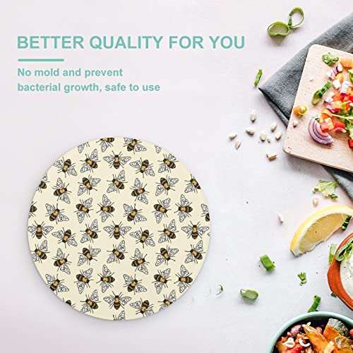 Save The Bees Printed Round Cutting Board Glass Chopping Blocks Mats Food Tray for Home Kitchen Decoration