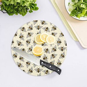 Save The Bees Printed Round Cutting Board Glass Chopping Blocks Mats Food Tray for Home Kitchen Decoration