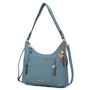 mkf collection shoulder bag for women, vegan leather crossbody, hobo fashion handbag messenger purse