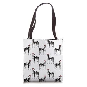 cute floral great dane dogs pattern women dog lover tote bag
