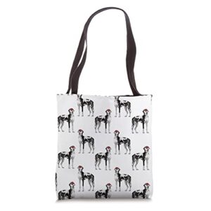 Cute Floral Great Dane Dogs Pattern Women Dog Lover Tote Bag