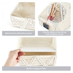 Mkono Macrame Over The Door Organizer and Small Macrame Storage Basket for Bedroom Living Room Nursery Dorm, Ivory, Set of 3