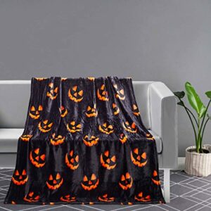 thesis halloween blanket fleece throw blanket – soft plush printed pumpkin blanket microfiber oversized throw blanket 50×70 inches