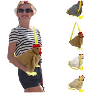 Womens Cute Chicken Shoulder Bag Fluffy Hen Handbag Crossbody Purse Animal Style Cartoon Crossbody Bag for Girls