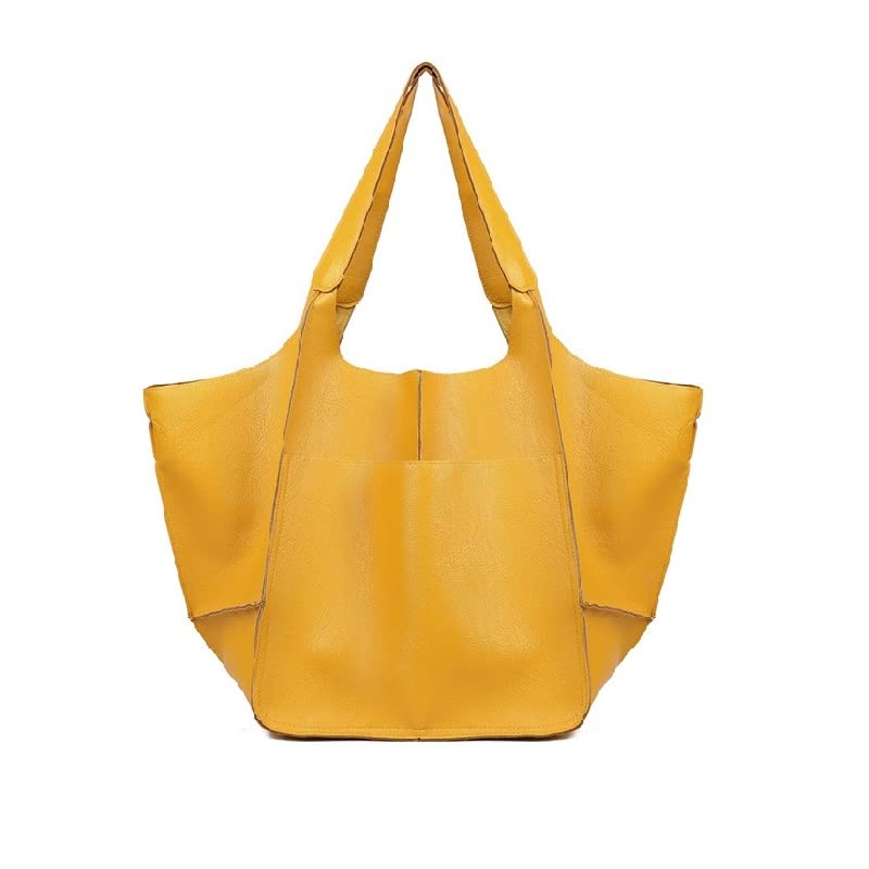 ZOSIVEB Large Tote Handbag, PU Leather Satchel Tote Shoulder Bags Purse Soft Crossbody Oversized Travel Tote Bag (Yellow)