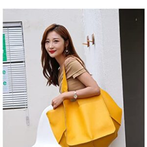 ZOSIVEB Large Tote Handbag, PU Leather Satchel Tote Shoulder Bags Purse Soft Crossbody Oversized Travel Tote Bag (Yellow)