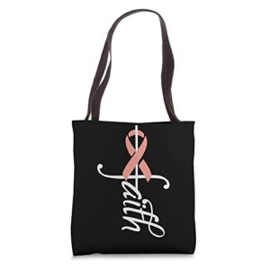 faith cancer support – ribbon uterine cancer awareness tote bag