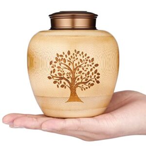 small keepsake urns for human ashes made of bamboo,decorative urns with tree of life pattern engraved,mini memorial cremation urns for human ashes adult female male