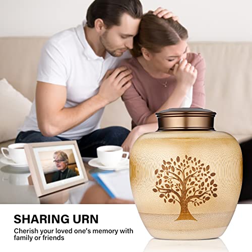 Small Keepsake Urns for Human Ashes Made of Bamboo,Decorative Urns with Tree of Life Pattern Engraved,Mini Memorial Cremation Urns for Human Ashes Adult Female Male