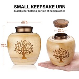 Small Keepsake Urns for Human Ashes Made of Bamboo,Decorative Urns with Tree of Life Pattern Engraved,Mini Memorial Cremation Urns for Human Ashes Adult Female Male