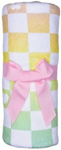 iscream silky soft plush 56″ x 60″ pretty print fleece throw blanket – ombre checker