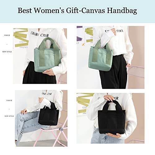 Canvas Tote Handbag for Women Large Capacity Crossbody Bag Satchel Handbags Multi-Pocket Tote Hand Bag Vintage Shoulder Strap Blue